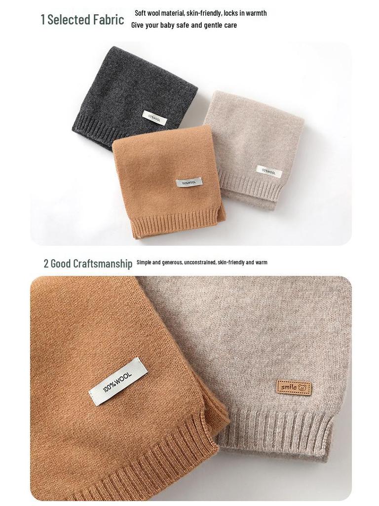 Dziecięcy szalik z dzianiny 100% wełny, uniwersalny komin w stylu koreańskim dla chłopców i dziewcząt, idealny na jesień/zimę.