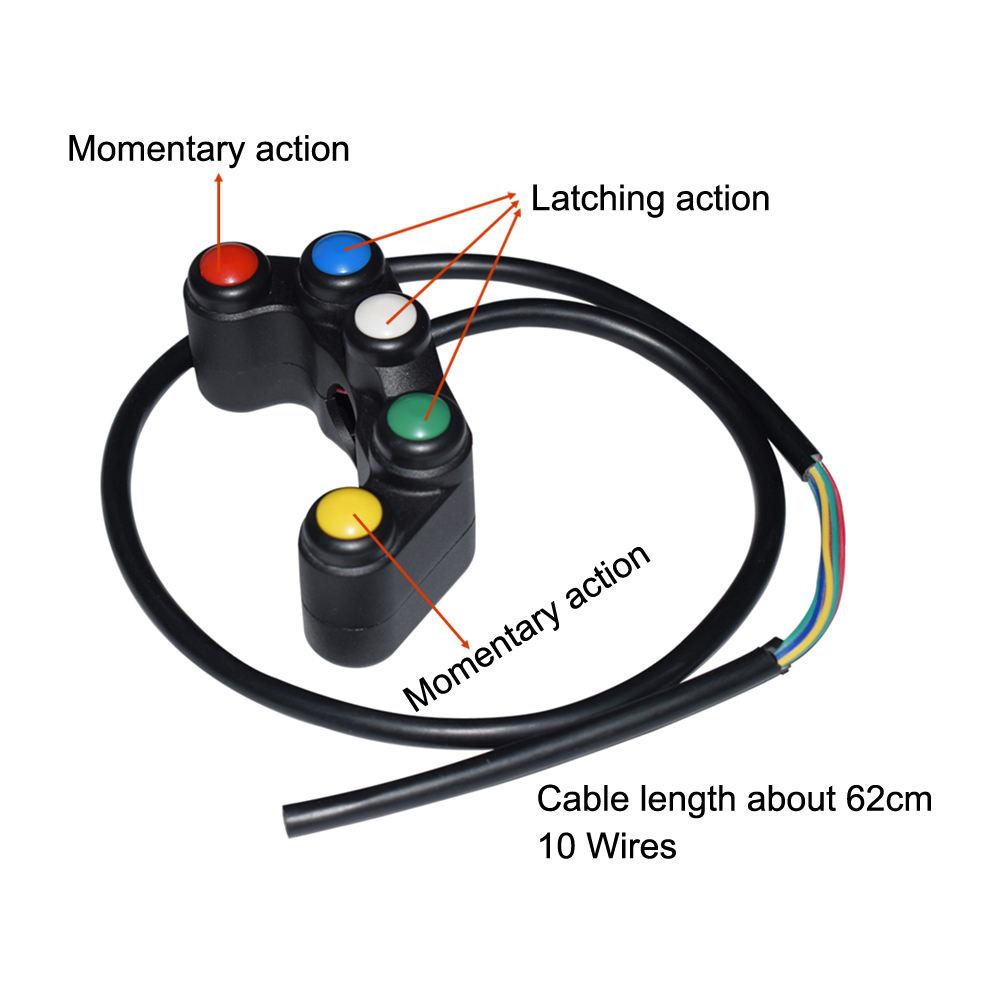 Motorcycle Switch Electric Bicycle Scooter 7/8" 22mm Handlebar Switches Headlight Fog Lamp Horn ON OFF Start 5 Button