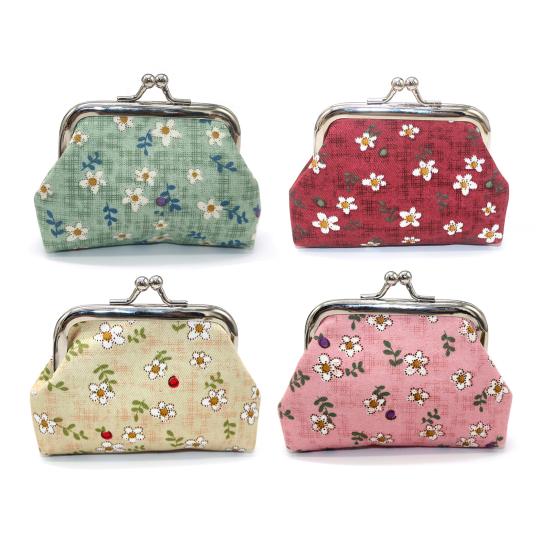 Cute Floral Coin Purse, Vintage Kiss-lock Change Pouch, Mini Coin Wallet Trinkets Storage Pouch for Coins, Cash, Cards