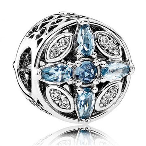 Bracelet Blue Transparent Shining Round String Mother'S Day Beaded Pendant Silver Plated Bracelet Bracelet Loose Beads