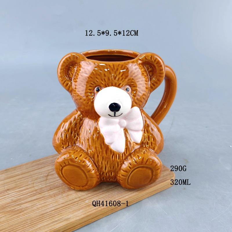 

Creative high-value cute teddy bear mug cartoon ceramic drinking water couple water cup birthday 301-400ml