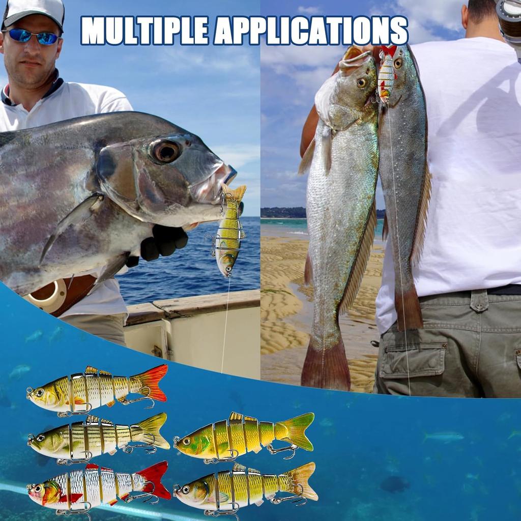 Multi-Jointed Swimbait – Realistic Swimming Lure for Bass, Pike & Saltwater Fish, Freshwater & Inshore Use