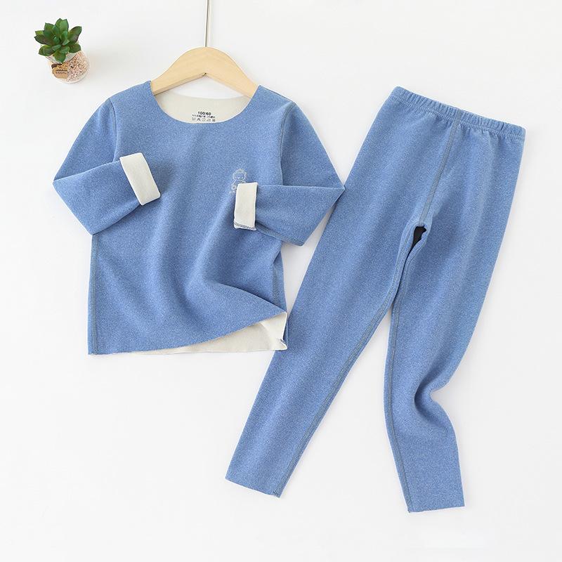 Double-Sided Kids Thermal Underwear Set - Brushed Fleece & Seamless Sides for Home & Base Layer | Warm 2-Piece Pajamas & Loungewear for Boys Girls