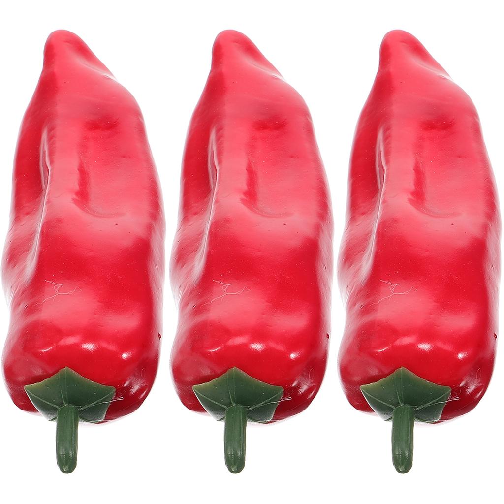 3Pcs Realistic Foam Fake Peppers for Home Decor Bakery Restaurant Photography Props Artificial Chili Ornament Showcase Display