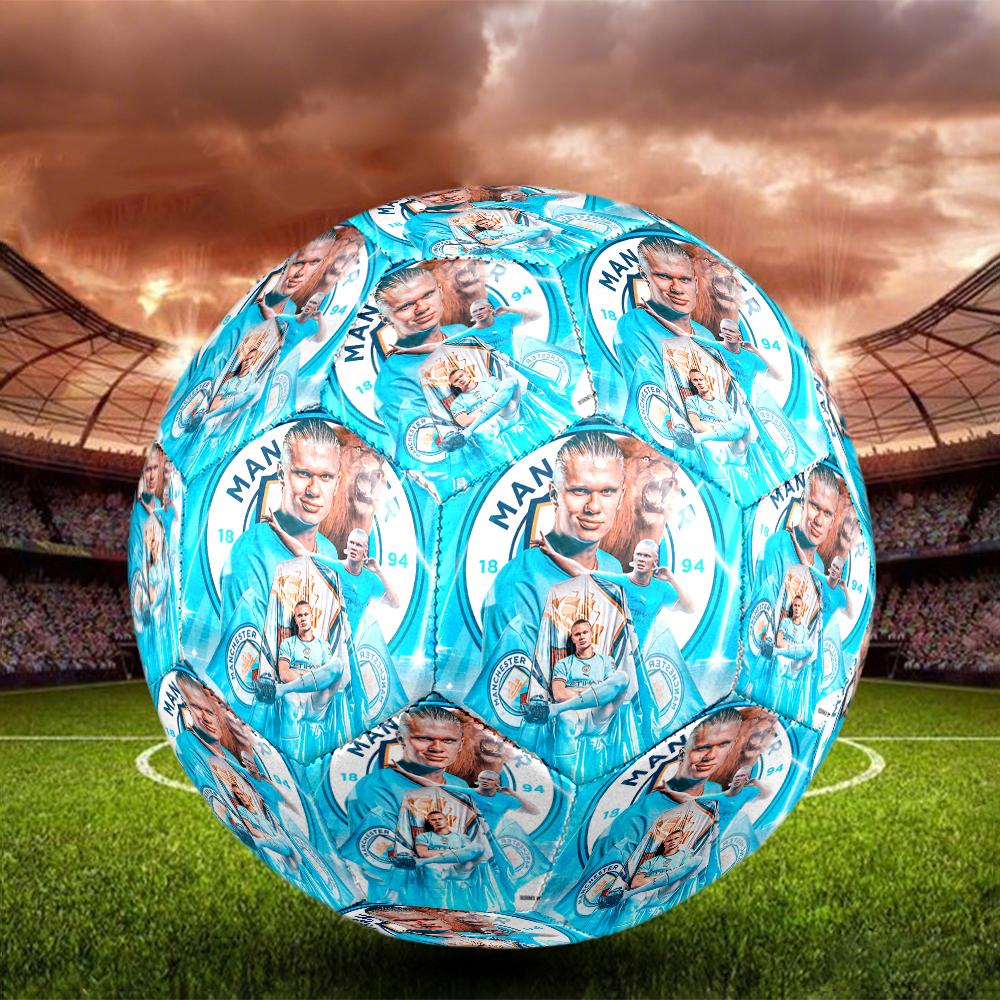 1pc Halaands Manchester City Debut Size 5 Soccer Ball PVC Football Sports Matches Training Outdoor Games Beach Elastic Balls 07e115