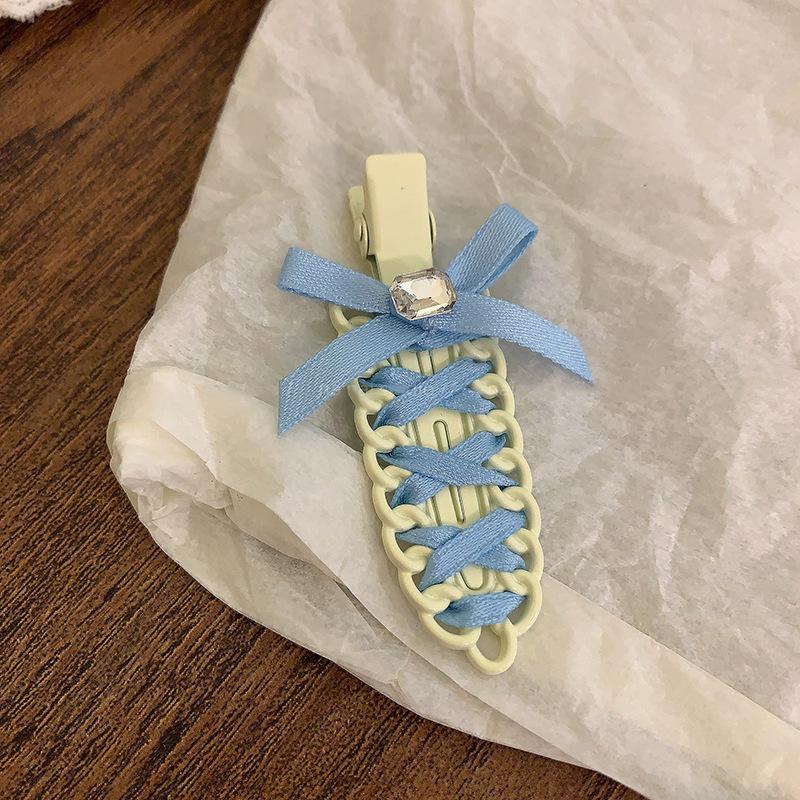 Quadratische Sommer-Schleifen-Haarspange, einfache und vielseitige Entenschnabelklemme, koreanische frische und süße Haarschmuck