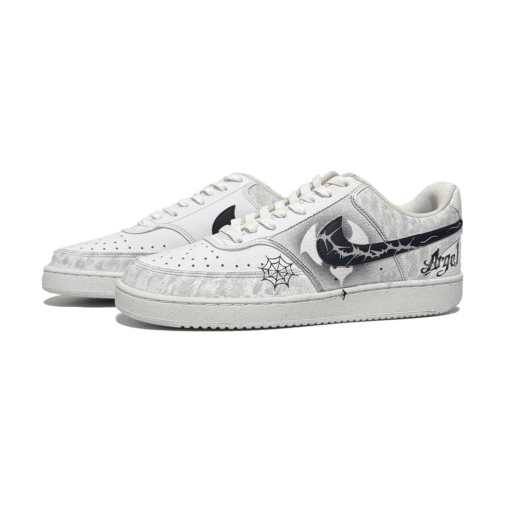 Nike Court Vision 1 Dark Thorn Lightweight And Breathable Low top Skateboard Shoes Men's Black White DH2987-101(Team61-)