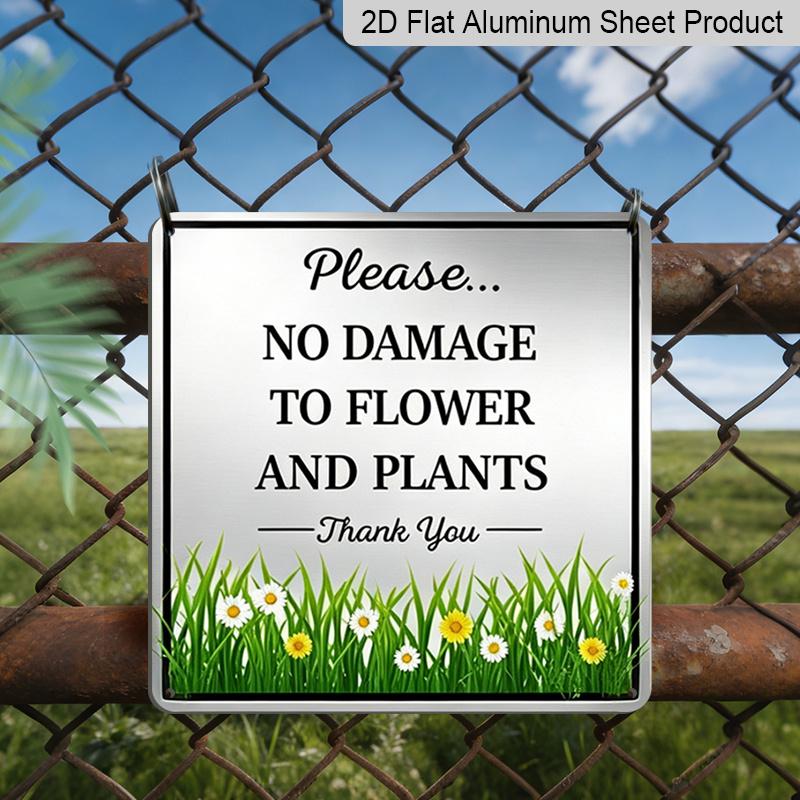 2D Flat - 1pc Retro Aluminum Warning Sign | Non-Harmful To Flowers and Plants, Courteous Outdoor Reminder Decoration, Suitable for Gardens, Yards 20*20cm