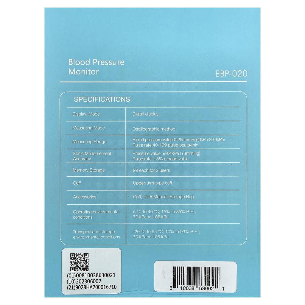 Easy@Home, Blood Pressure Monitor, 1pc