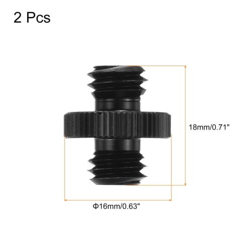 uxcell Microphone Stand Adapter, Male 3/8 in to Male 3/8 in, Aluminum Alloy Microphone Screw Adapter for Microphone Tripod Stand, Black, 2 Pieces