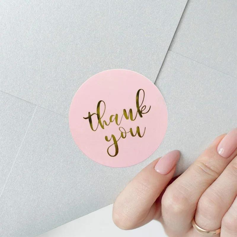 500pcs Round Pink Business Label Stickers Paper Cute Thank You Stickers for Baking Packaging Seal Labels Stationery Stickers