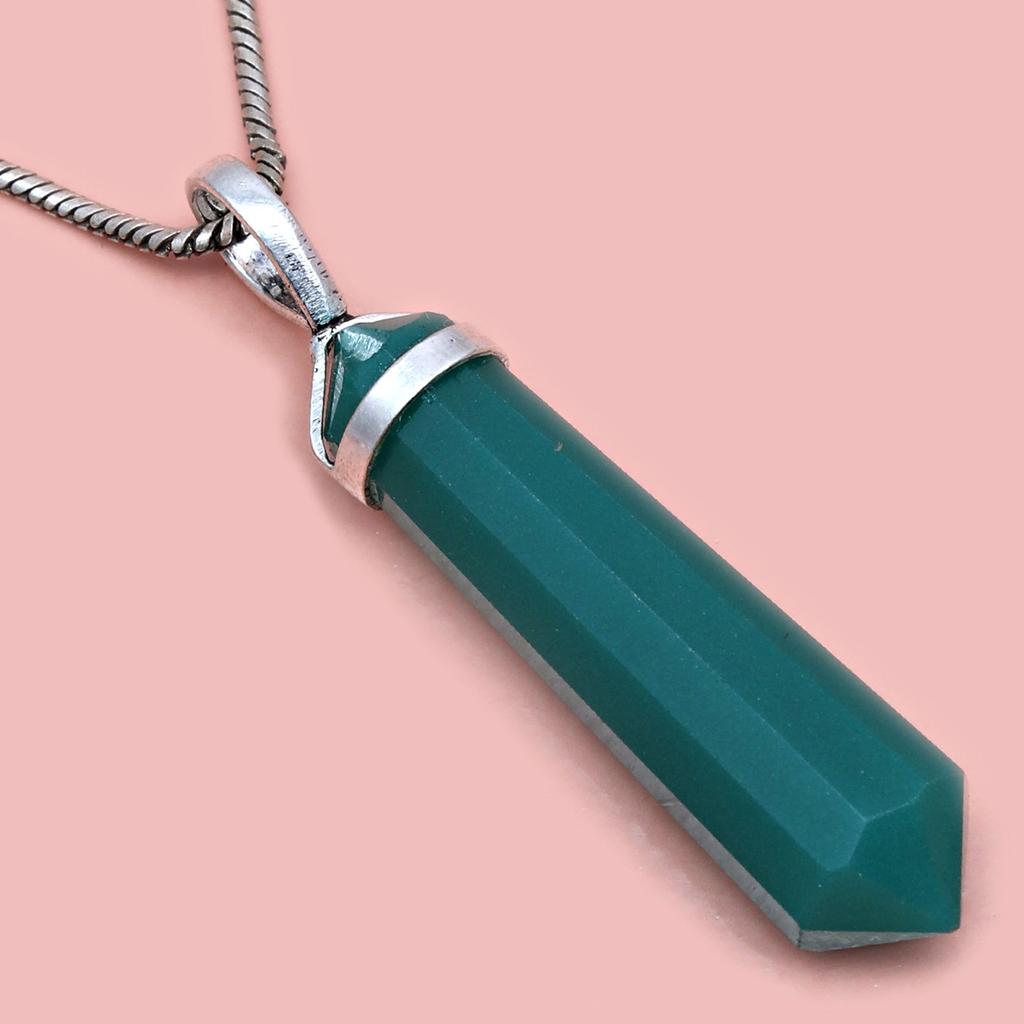 Green Onyex Gemstone Handmade Women's Unisex Silver Jewelry Pendant 1.5