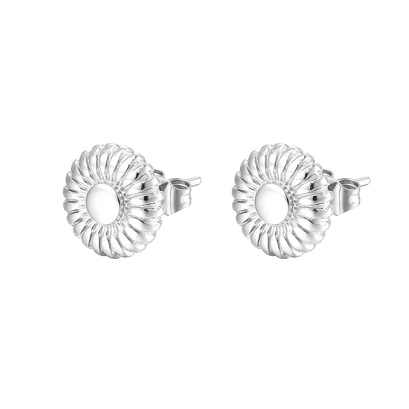 Simple Titanium Steel Women Flower Stud Earrings Jewelry Accessories Gift A1