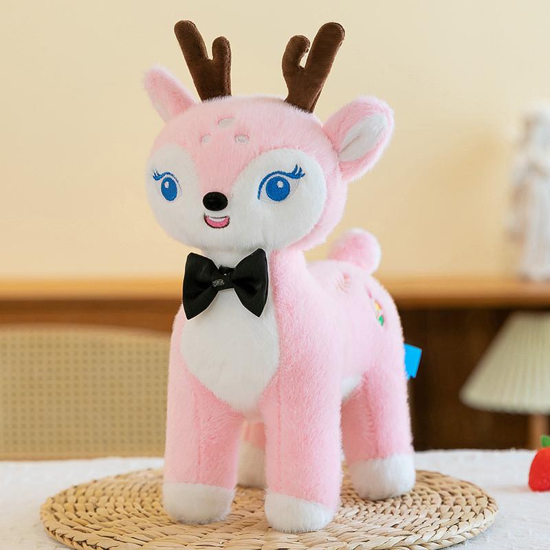 

Sika Bow Tie Deer Plush Toy Cartoon Stuffed Animal Doll Decoration Kids Gift 33cm розовый