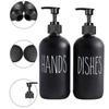 Hand- und Spülseifenspender Set 2 Stück 500ML Lotion-Pumpe Flaschen+Tablett- Nachfüllbare Shampoo- und Spülungsflaschen