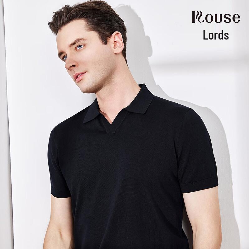 Luotz Men's Silk Cotton Blend Short-Sleeve Polo Shirt
