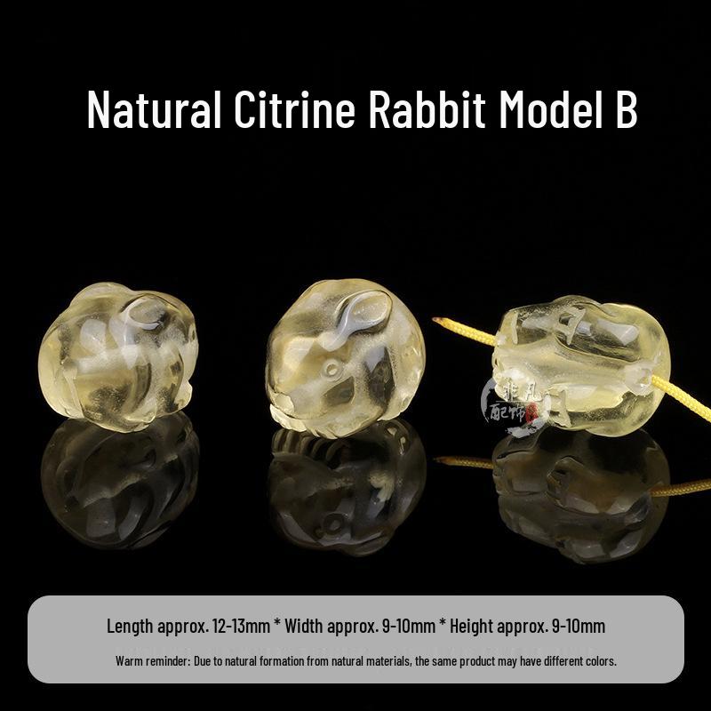 Natural Citrine Carving: Double Lotus, Nine-Tailed Fox, Rabbit, Gold-Swallowing Beast, Waking Lion - DIY Handmade Accessories