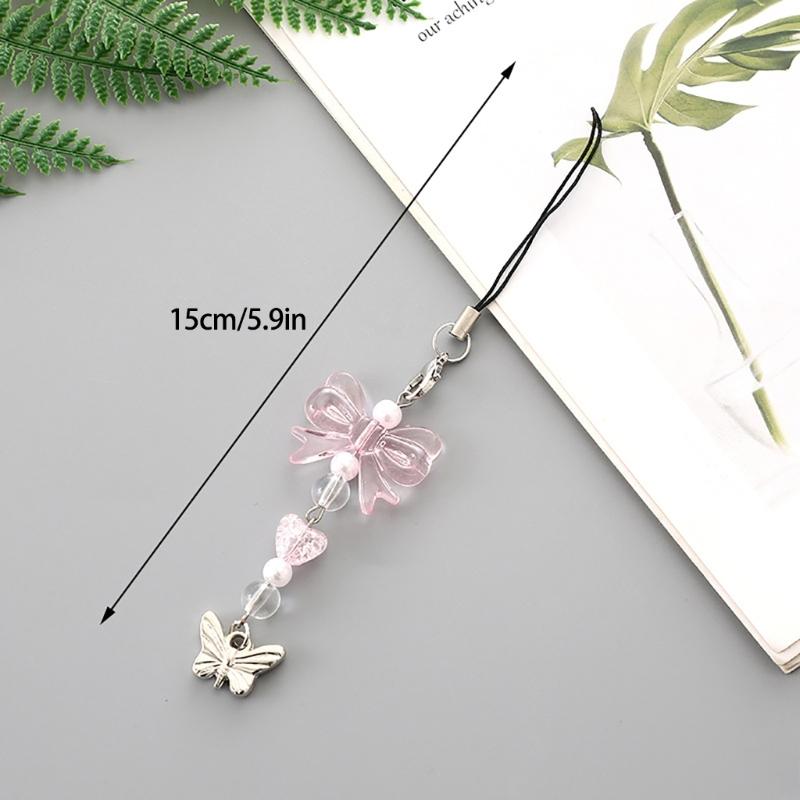 Cute Bowknot Phone Charm Strap Detachable Keychain Pendant Butterfly Star Phone Lanyard Backpack Decors for Women Girls