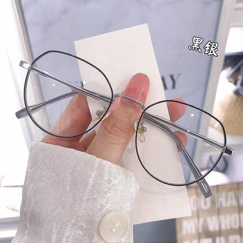 Anti-Blue Glasses Female Hanchao Polygonal Frame Students Can Be Equipped With Degree Myopia Glasses