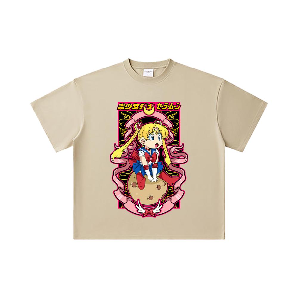 260 GSM Double Yarn 32 Count 100% Cotton Sailor Moon V10 Usagi Print Unisex Heavy Cotton T Shirt