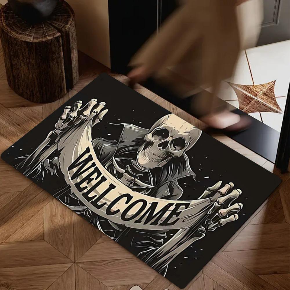 Gothic Skull Welcome Doormat Non Slip Absorbent Washable Entrance Floor Rug Living Room Home Decor Floor Mat 1PC