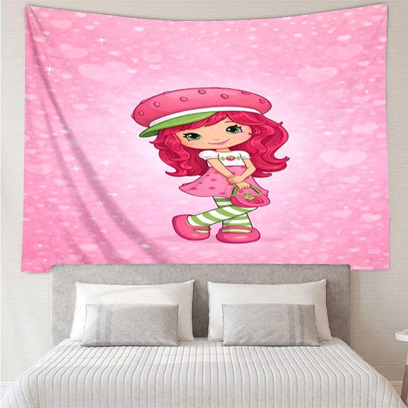 Straw-berry Friends Quick-Dry Tapestry Hanging for Bedroom,Livingroom, Playroom,Decor Art Room Wall Tapestry Holiday and Birthday Gifts