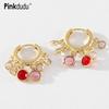 Light Luxury Color Hoop Earrings Sweet Tassel Zircon Pendant Earrings for Women Jewelry Gifts PD625