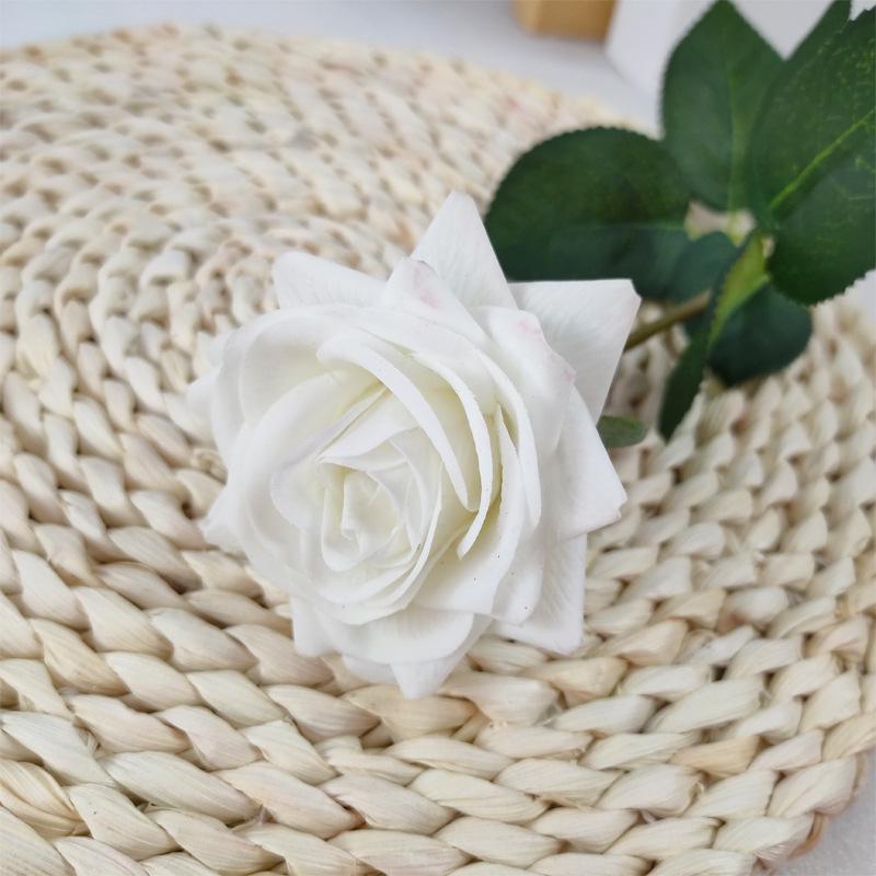 Single Branch Simulated Rose, Glued Moisturizing Rose Curled Edge Rose Simulated Bouquet Home Decoration