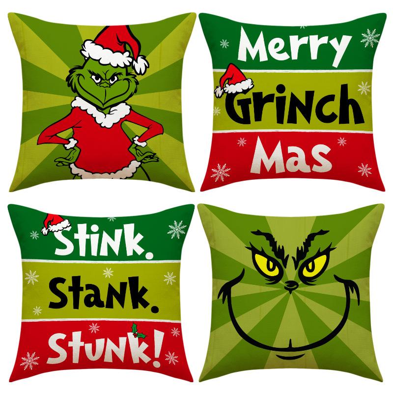 Merry Christmas Decoration Pillowcase New Year Gift Santa Claus Snowman Pattern Home Room Decoration Sofa Cushion Cover