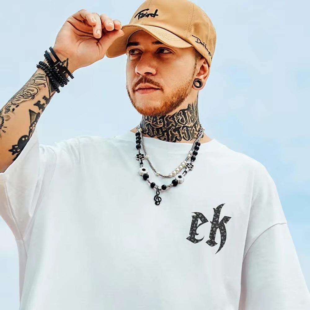 Letter Print T Shirt Korean Style Summer Short Sleeve Hip Hop High Street Gothic Tee Loose Fashion Oversized T-Shirt Clothing
