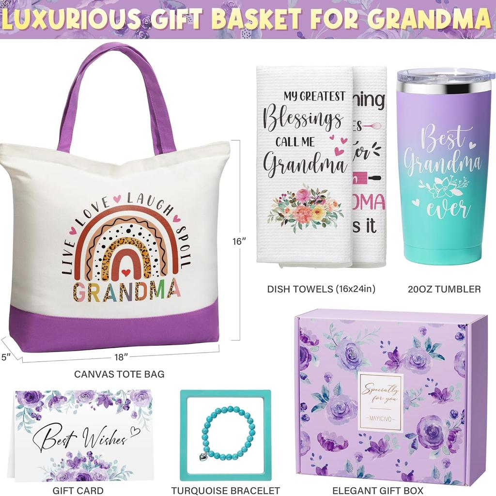 Best Grandma Gifts Valentines Day Gifts for Grandma from Granddaughter Grandchildren Grandkids, Grandma Birthday Gifts Basket for Nana Gigi