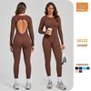 Women's Color Block Stand Collar Jumpsuit - Half Zipper Yoga Fitness Wear for High-Intensity Sports