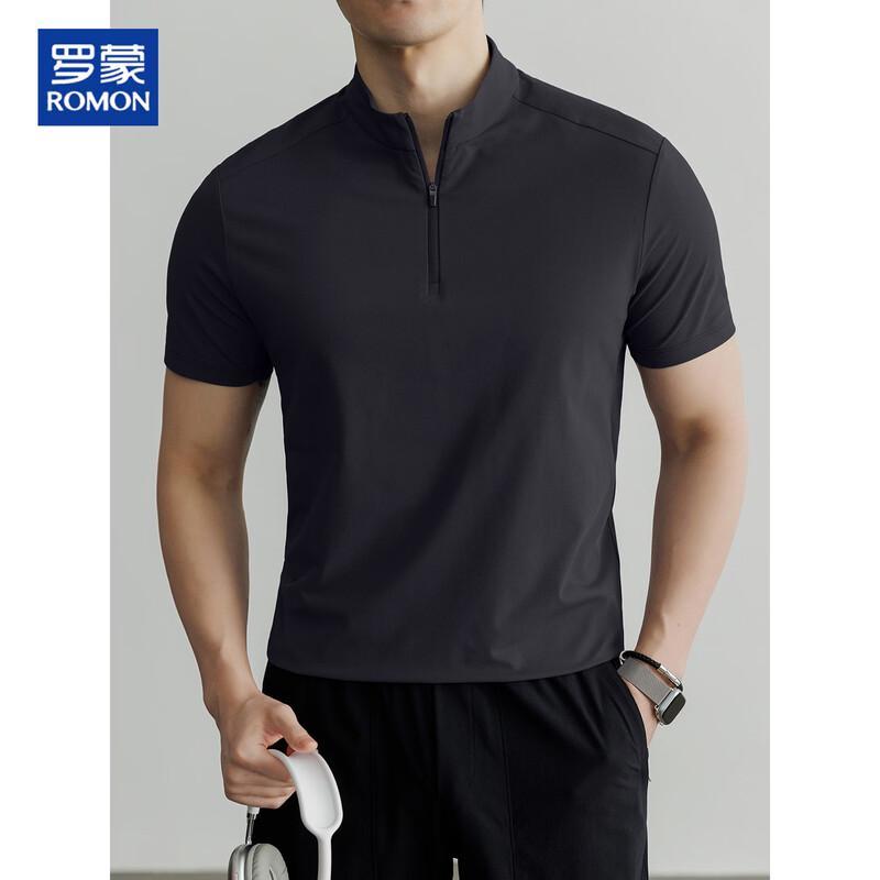 ROMON Men's Half-Zip Sun Protection Quick-Dry Polo Shirt