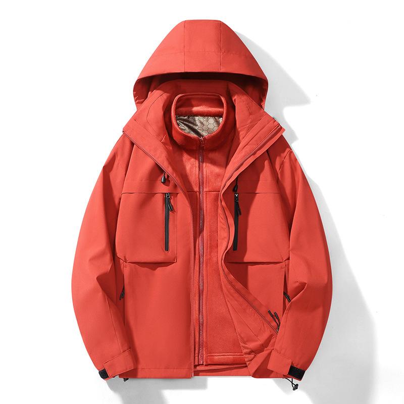Jacket Men's Vintage Color Matching Windproof Waterproof Jacket Men's and Women's Outdoor Hooded Jacket