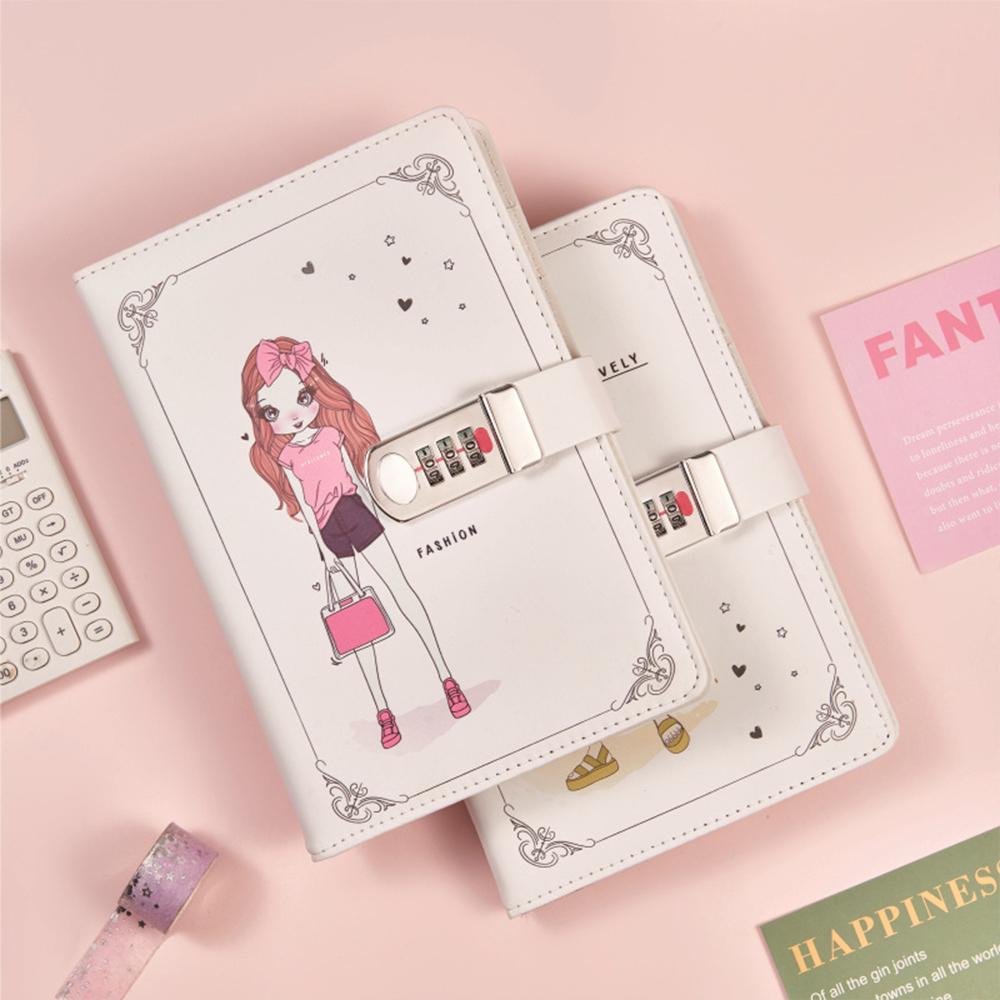 (Logo Can Be Engraved) A5 Student Lined Notebook with Password Lock, Private Notepad, Diary, Business Meeting Record Book, Hand Ledger