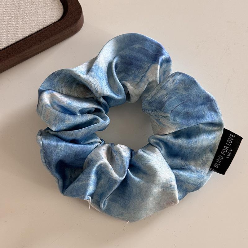 Elegant French Gradient Satin Oil Painting Hair Tie for Women