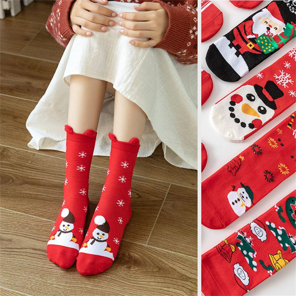 Elk Snow Xmas Tree Autumn Winter Santa Cotton Long Sock Happy Socks Christmas Socks
