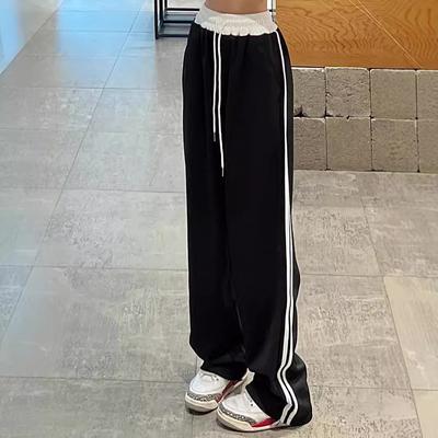 Casual Sweatpants for Women In Autumn New Korean Style High Waist Loose Straight Floor Long Trousers