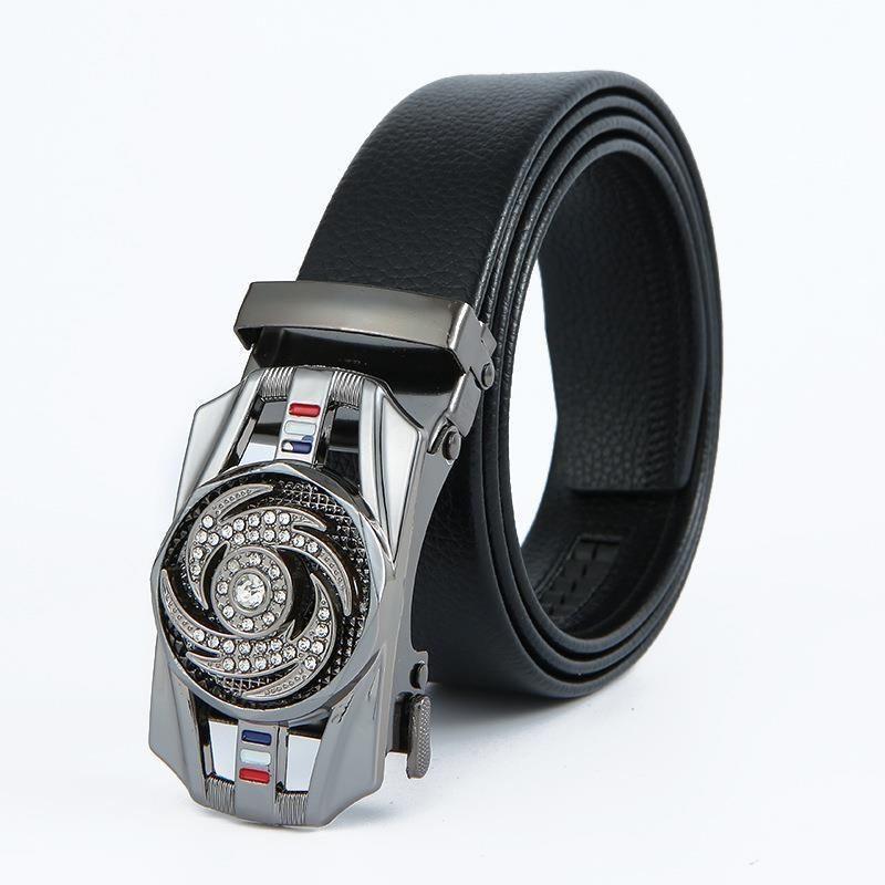 Elegant High-End Automatic Buckle Leather Belt – Versatile European & American Style for Men
