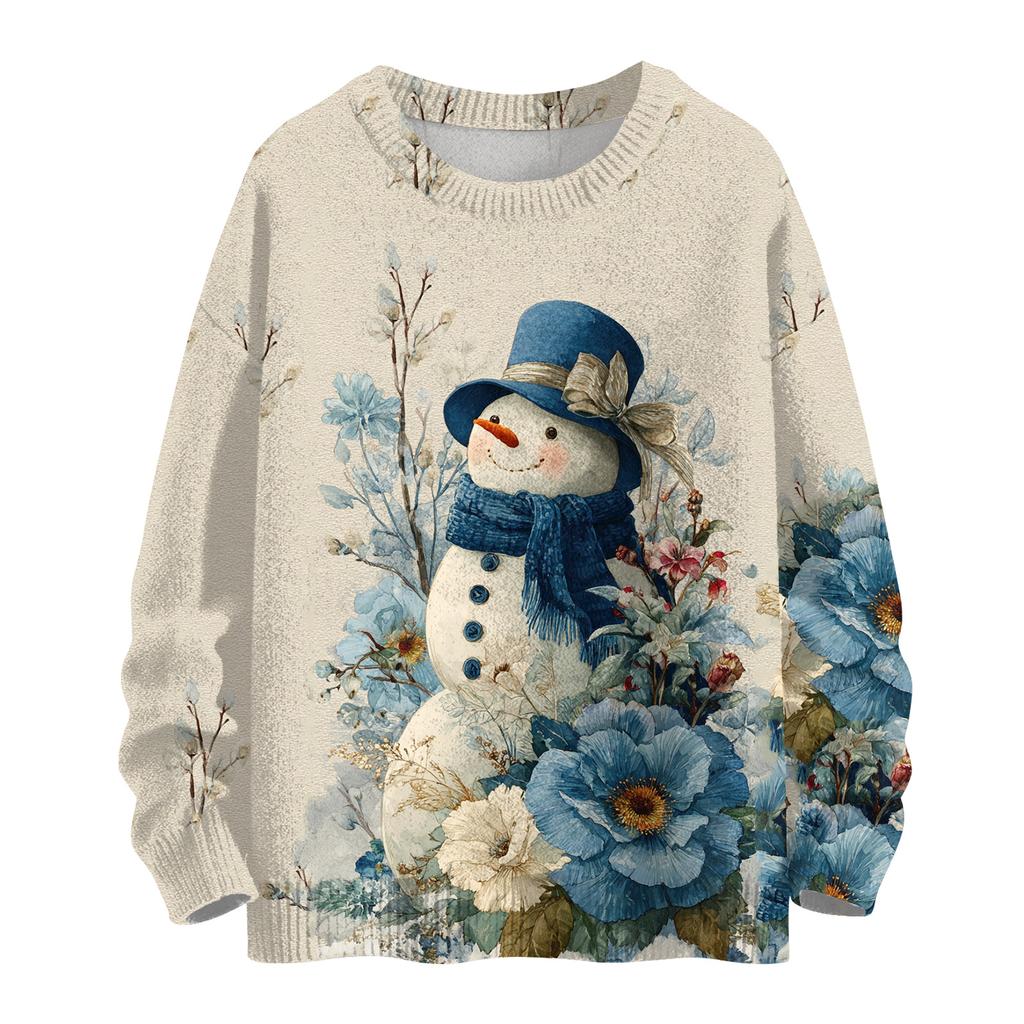 Women's Casual Long Sleeve Woolen Christmas Sweatshirt Fall  Vacation Long Sleeve Pullover