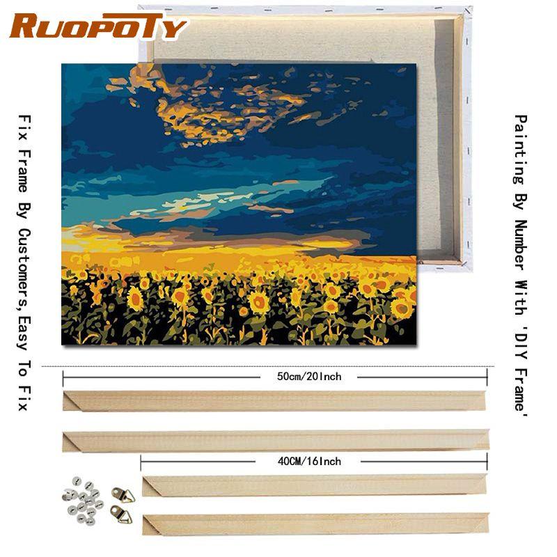 Ruopoty DIY Frame Painting By Numbers Mountain Oil Painting On Canvas Painting For Wall Decor Calligraphy Painting 40x50cm