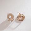 New Fashion Round Women Drop Earrings  Rose Gold Color Unique Pattern Full Natural Zircon Earrings Fine Daily Jewelry