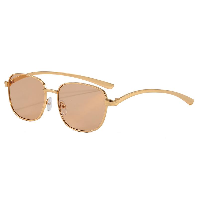 Unisex Square Frame Metal Sunglasses Fashion UV400 Protection Sun Glasses for Outdoor Daily Wear Durable Retro Style Eyewear