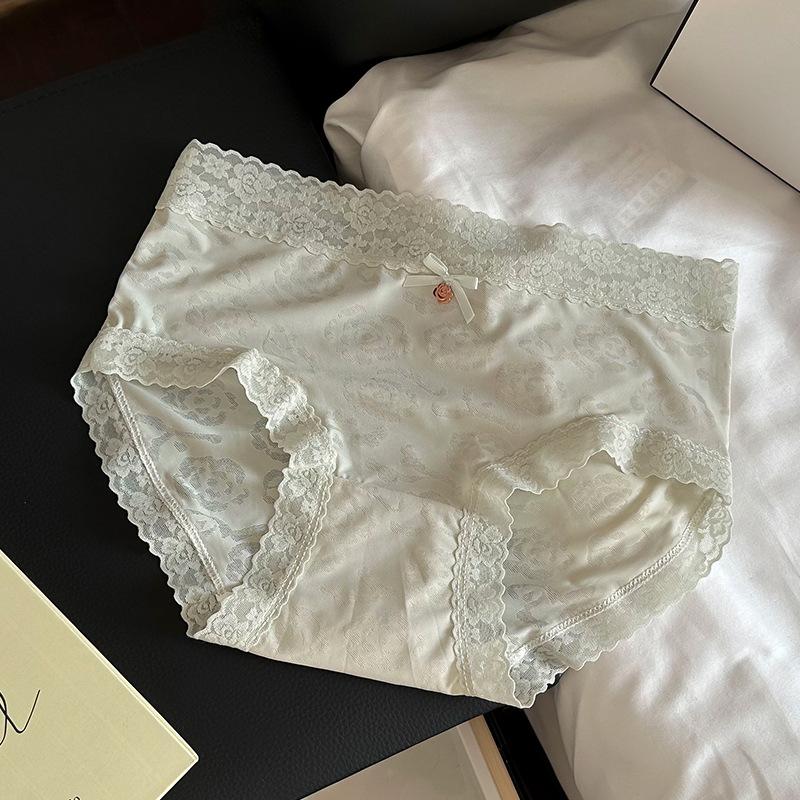 Ladies Summer Thin Sexy Pure Desire Lace Ice Silk Cotton Crotch Close Skin Triangle Briefs