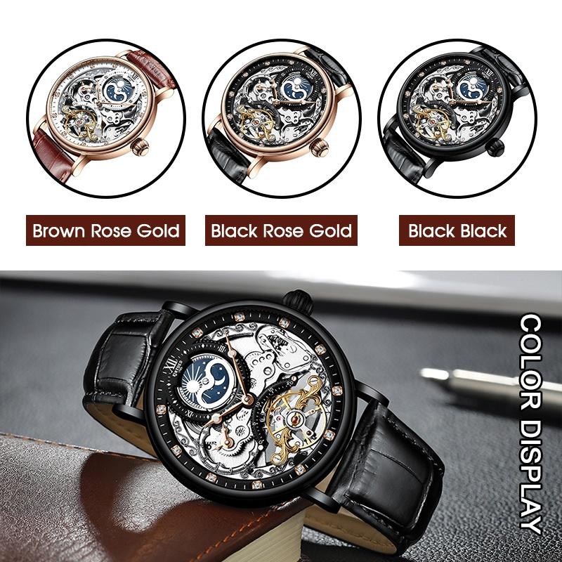 Men Skeleton Watches Mechanical Automatic Watch Men Tourbillon Sport Clock Casual Business Moon Watch