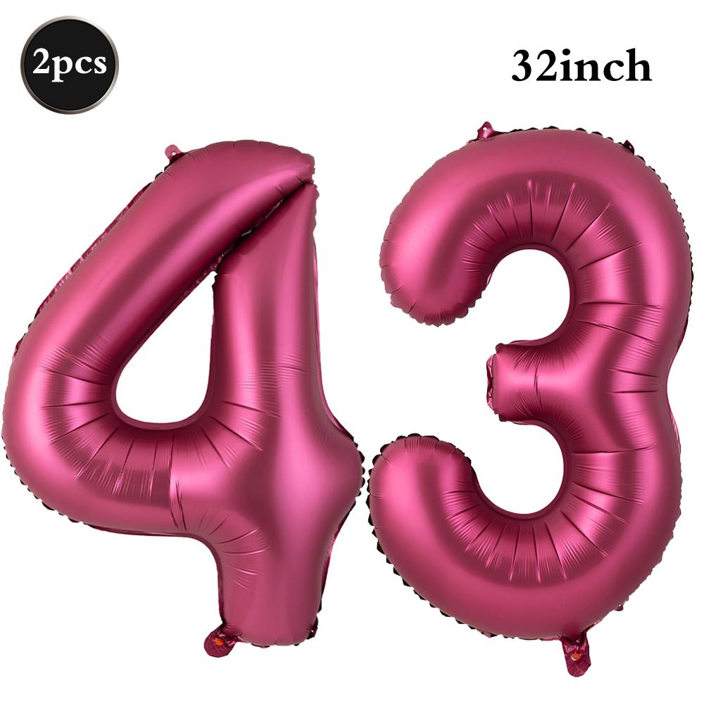 Giant 32 Inch Number Balloon Set Metallic Rose Red Foil Helium Balloon Kit DIY Happy Birthday Party Decor Kids Adult Anniversary