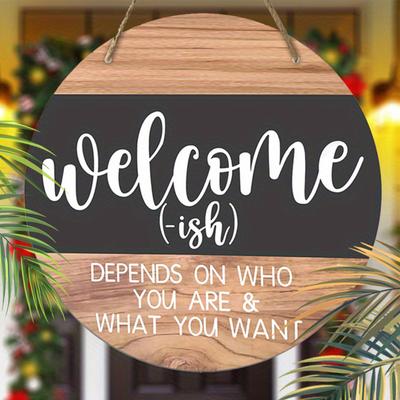 Wooden Hanging Decorative Sign, Welcome Signs, Indoor or Garden Decorations, 2D Flat Pendants, Housewarming Gifts for Friends