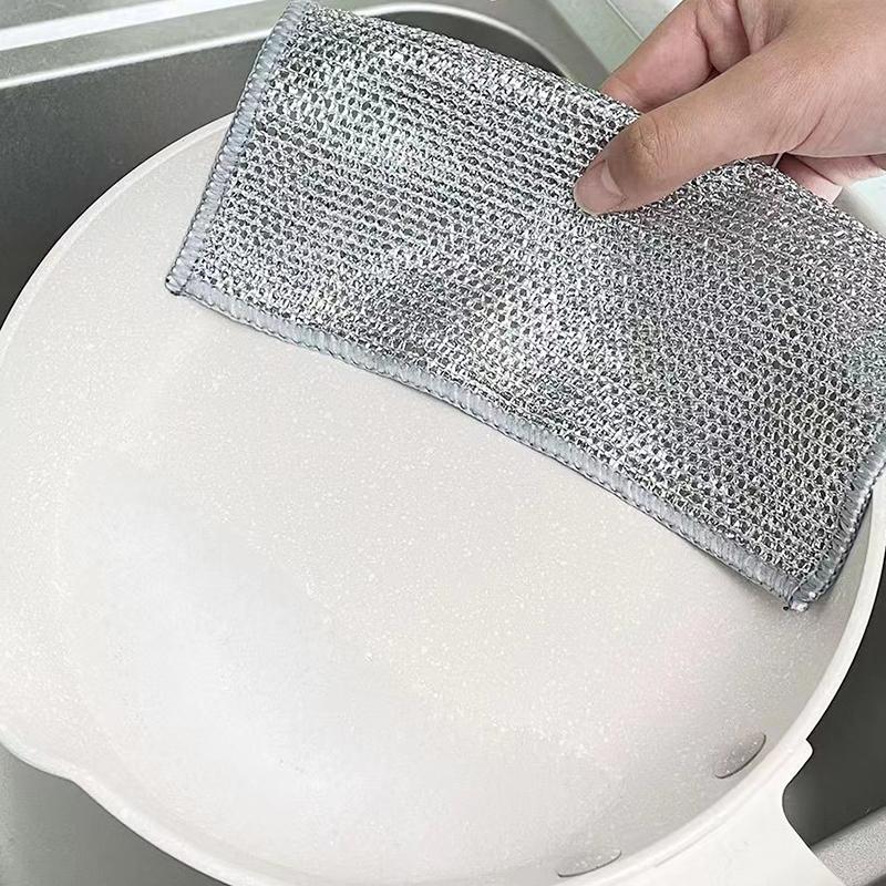 Silver Cleaning Cloth Magic Dish Towel Reusable Non Stick Oil Dishcloth Pot Strong Rust Removal Replace Steel Wire Balls Rag