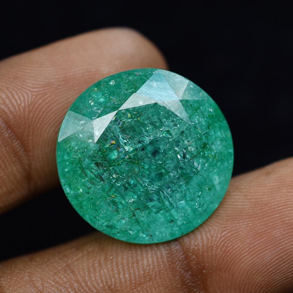 Certified Natural GREEN Emerald 40.85 Ct Brilliant Round Cut Loose Gemstone
