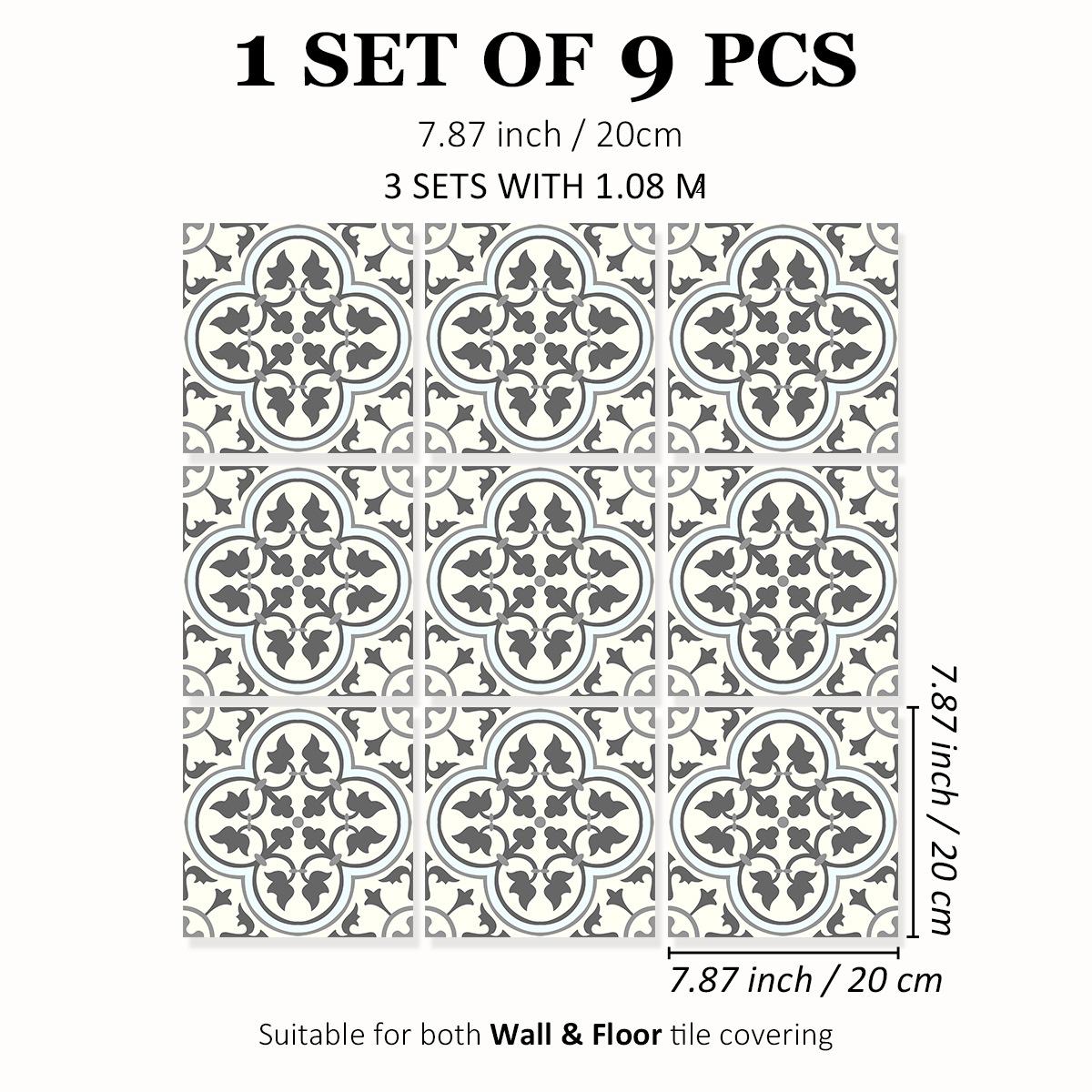 

Living Room Floor Sticker Self-Adhesive Bathroom Waterproof Floor Sticker Cement Floor Renovation Wear-Resistant Pvc Floor Tiles 20x20cm*9PCS